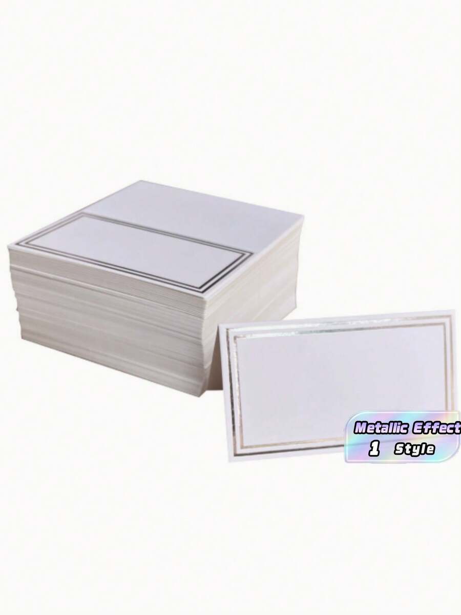 50 Pcs Place Cards With Name And Seat Number Silver And Gold Metallic Effect Shiny Thick Luxurious Resistant Paper For Wedding Decoration Banquets Social Events Guests Souvenirs Top Selling - silver - View 1