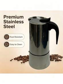 12 Cup Stainless Steel Espresso Coffee Maker, 600ml Moka Pot For Home, Kitchen, Camping - Silver - View 3