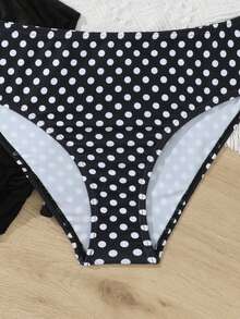 SHEIN Teen Girl Polka Dot Print Bikini Set With Cover-Up Skirt Beach Summer - Multicolor - View 3