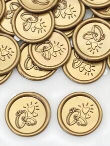 25/50/100PCS Couple Rings Heart Rose Eucalyptus Pattern Real Wax Sealing Stickers Self Adhesive Wedding Invitation Envelope Seal Stickers For Decorating Gifts - one-size - View 20