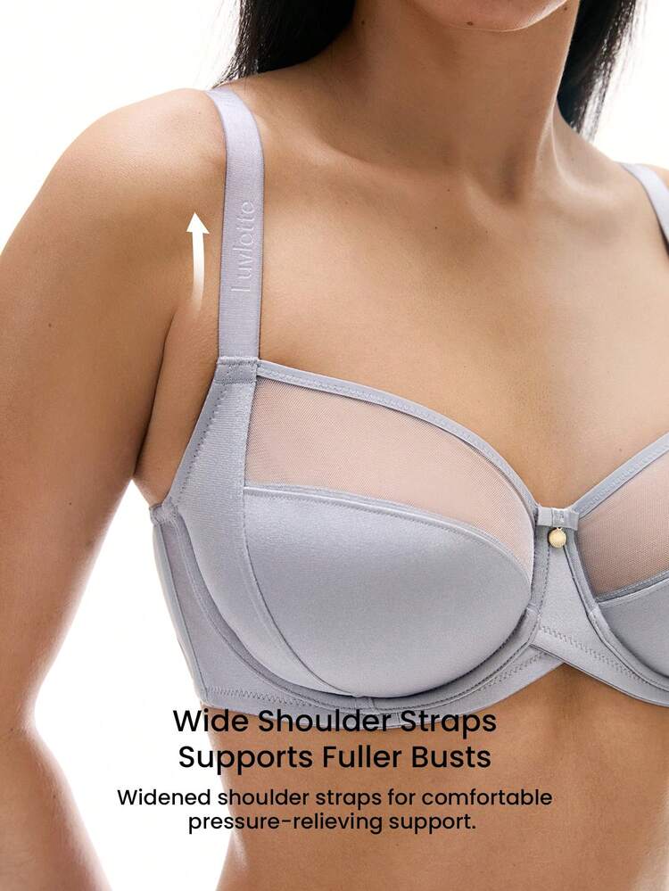Unlined Full Coverage Side Support Mesh Bra
