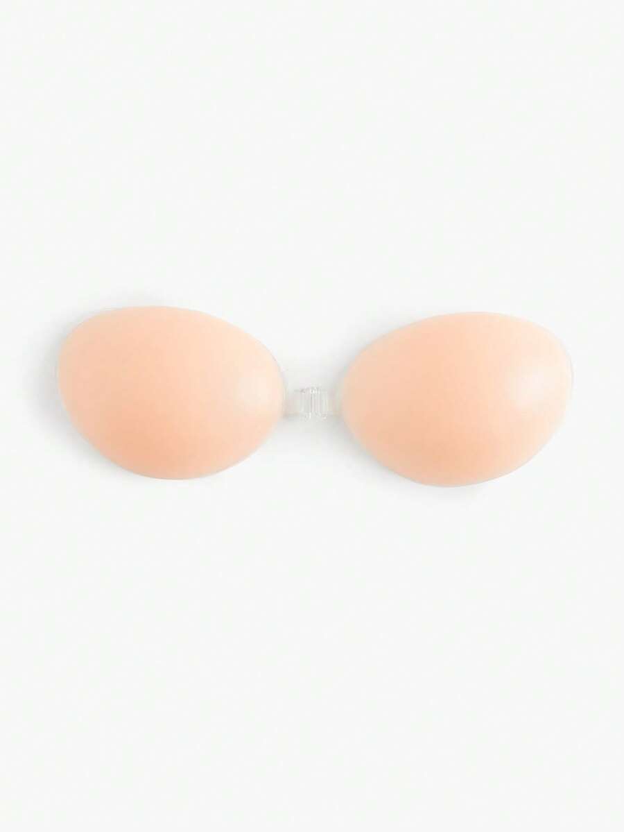 Bisouelle 1 件女士纯色硅胶粘合胸罩,薄垫聚拢乳头贴适合日常使用 - 杏色 - 查看 1