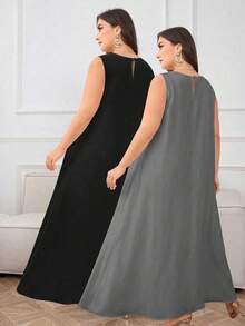 Al Najma 女款大尺碼寬鬆無袖休閒阿拉伯風洋裝 - 彩色 - 查看 2