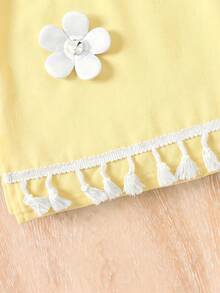 Emery Rose Kids Emery Rose Kids 年轻女孩/年轻女孩优雅印花露背修身度假连衣裙，吊带蝴蝶结喇叭裙摆设计，休闲日常街头服饰 - 黃色 - 查看 8