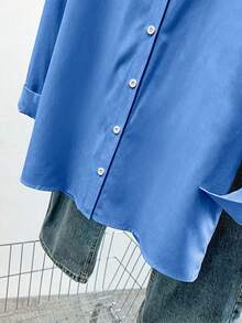 Simple, Solid-Color Women's Everyday Button-Down Shirt - Clear - View 5