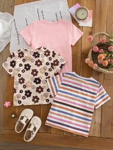 Emery Rose Kids Emery Rose Kids 少女圓領短袖舒適透氣夏季休閒T恤 - 彩色 - 查看 12