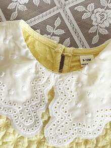 SHEIN Vestido de princesa doce para bebé menina com gola Peter Pan, acabamento em renda, rosa, de verão, sem mangas - Amarelo - Ver 7