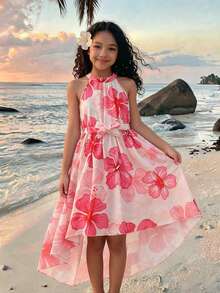 Tween Girl Floral Halter Girls Clothes 8 To 12 Years Halloween Outfit Fall Style US Fall Style - Multicolor - View 6