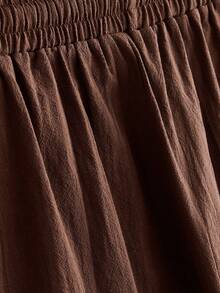 EASEVO Men's Plus Size Solid Color Drawstring Waist Pocket Casual Versatile Daily Travel Long Pants - Brown - View 6