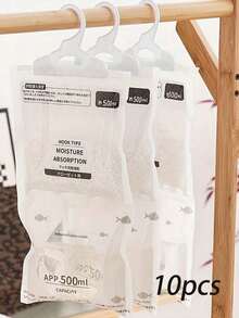 10 Battery-Free, High-Efficiency Calcium Chloride Dehumidifier Bags; Moisture Absorbers And Odour Removers, Suitable For Wardrobes, Basements And Storage Areas - White - View 11