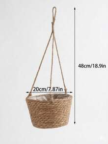1PC Jute Rope Hanging Plant Basket Indoor Outdoor Macrame Plant Holder Wall Mount Flower Pot Stand Garden Decor Hanger Natural Boho Planter Shelf Storage - flat bottom - View 4