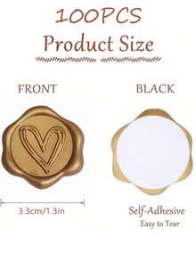 25/50/100PCS Couple Rings Heart Rose Eucalyptus Pattern Real Wax Sealing Stickers Self Adhesive Wedding Invitation Envelope Seal Stickers For Decorating Gifts - one-size - View 21