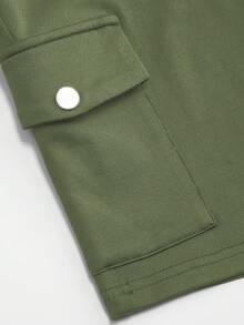 SHEIN LUNE Plus Size High Waist Fold-Over Cargo Running Shorts With Pockets, Tummy Control & Butt Lifting - Green - View 4
