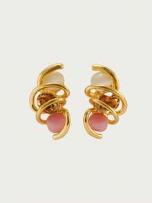 Glisma 18K Gold Plated Geometric Diamond Earrings With Diamonds,Premium/Old Money/Classy,Summer/Beach/Prom/Party,Layered/Gemstone/Beaded/Crystals,Sexy/Vintage,For Mom/Women/Girl/Mother - Gold - Cat's Eye - View 2