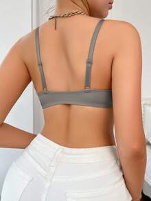 1pc Women's Solid Color Front-Closure Underwire Bra - Grey - View 2