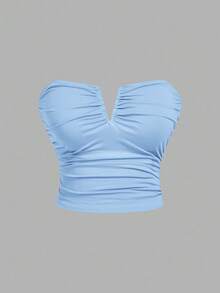 SHEIN MOD 加大码 3 件套 女士白色深 V 领褶皱吊带背心 - 彩色 - 查看 11