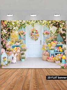1 PC Lay Photography Background No Wrinkle Non Reflective Washable Reusable No Electricity Required Colorful Easter Eggs Pattern 2D Design Easter Decor For Home Office Outdoor Studio Party Decoration Spring Easter Photo Backdrop - white - View 11