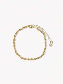 Opalesca 5pcs/Set Elegant Stackable Gold Tone Bracelets, Suitable For Women's Daily Wear (Random Bead Quantity, Fixed Length) - Gold 5-pack - View 5