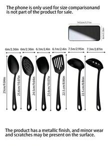 6Pcs Stainless Steel Serving Utensil Set, Including Soup Spoons, Serving Spoons, And Serving Spatulas, Suitable For Home Kitchens, Hotel Buffets, And Banquets. - Black - View 11