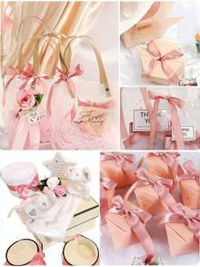 1 pieza Cinta de seda tejida roja DIY para manualidades, decoración de bodas, arreglos florales, cajas de pasteles, adornos para autos, recuerdos de fiesta, envoltura de regalos, San Valentín, cumpleaños, aniversario, Navidad, cinta de alta demanda - Raíz de loto rosa - Ver 9