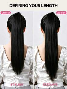 Pony Tails Real Hair Extension Jet Black Straight Ponytail Extension Human Hair Invisible Wrap Around Ponytail Human Hair For Women Daily Work - S1 - View 5