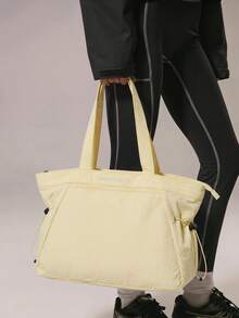 MUSERA Nylon Zipper Pocket Handbag, Shoulder Bag, Tote Bag, Fitness Bag, Beach Travel Daily Leisure Bag, Stylish And Lightweight, Large-Capacity Sports Bag. - Yellow - View 2