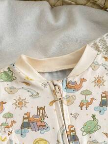 Newborn Baby Girl Cute Casual Knit Cartoon Pattern Long Sleeve Loungewear - White - View 4