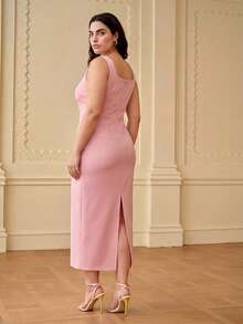 ZEYLAH Elegant Fitted Dress, Sleeveless, Spring/Summer - Pink - View 4
