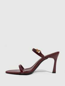 CUCCOO SZL Women's Fashion Pointed Toe Chain Link High Heel Sandals For Christmas Summer - Bamboo leaf green burgundy - View 4