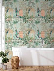 1 PC Roll Waterproof Removable Peacock Floral Pattern Wallpaper Elegant Home Decor Wall Art Sticker For Living Room Bedroom Office Hallway - multicolor - View 11