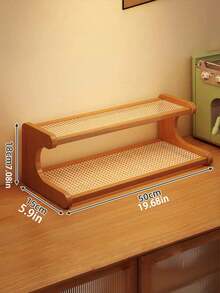 1 PC 2/3 Tier High Capacity Thickened Drainage Sturdy Ladder Space Saving Stylish Natural Bamboo Multifunctional Storage Shelf For Kitchen Office Vanity Home Decor Organization Rack - Brown - View 9