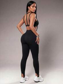 Radiana Women Sports Leggings Plain - Hitam - View 8