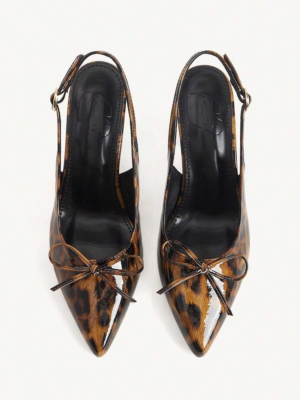 CUCCOO CHICEST Women's Shoes Bow Thick Heel Pointed Back Lift High Heels Elegant Brown Leopard Print PU Leather High Heel Shoes Dating Afternoon Tea