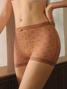 Bisouelle 3pcs/Set Sweet Heart Jacquard Mesh Lace Trim Panties - Multicolor - View 7