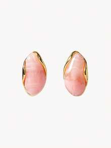 Opalesca Boucles d'oreilles à clous Maillard en résine rose vintage 18k, mode vintage pour vacances à la plage, premium/élégant/chic/port quotidien/minimaliste, perle/cristal, pour maman/femmes/fille/mère, fiançailles/mariage/promesse, été/plage/bal de promo/fête/vacances, fairycore/mermaid core - Rose bonbon - Voir 1