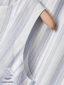 Rusticease 2件/組 女款條紋圓領背心與寬腿褲，春夏季休閒穿搭 - 淺藍色 - 查看 5