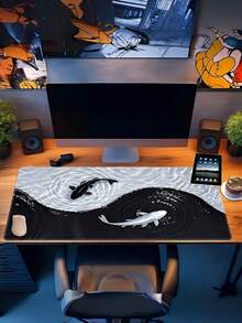 1PC Diatomaceous Earth Non Slip Quick Dry Water Absorbent Tai Chi Koi Fish Pattern Gaming Mouse Pad For Office Home Computer Desk Mat Office Supplies - multicolor - View 4