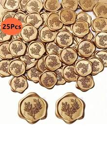 25/50/100PCS Couple Rings Heart Rose Eucalyptus Pattern Real Wax Sealing Stickers Self Adhesive Wedding Invitation Envelope Seal Stickers For Decorating Gifts - one-size - View 18