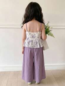 Dazy Kids 女童秋季服飾 吊帶上衣與長褲 2件套 夏季 - 淡紫色 - 查看 2