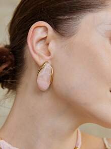 Opalesca Boucles d'oreilles à clous Maillard en résine rose vintage 18k, mode vintage pour vacances à la plage, premium/élégant/chic/port quotidien/minimaliste, perle/cristal, pour maman/femmes/fille/mère, fiançailles/mariage/promesse, été/plage/bal de promo/fête/vacances, fairycore/mermaid core - Rose bonbon - Voir 6