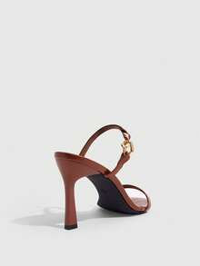 CUCCOO SZL Sandal Hak Tinggi Rantai Ujung Lancip untuk Wanita, Cocok untuk Natal dan Musim Panas - Daun bambu hijau kuning coklat - View 3
