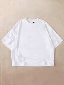 SpongeBob SquarePants | SHEIN Men's Minimalist Printed Short Sleeve T-Shirt - White - View 2