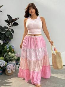 GalTyme White Sleeveless Tank Top & Maxi Skirt 2 Pieces Set, Plus Size - Multicolor - View 7