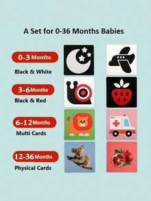 MINKOJA 1 Pack High Contrast Baby Flash Cards, Newborn Brain Development Toys, Visual Stimulation Learning Activity Cards, 20 Cards 40 Pages Baby Educational Gift , Stationery Supplies - color - View 6