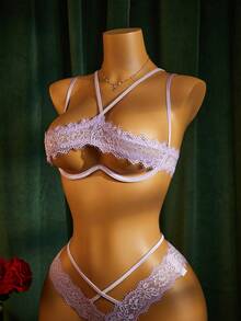 SpicyHot Women's Rose Red Lace Sexy Lingerie Set 2pcs - Mauve Purple - View 6