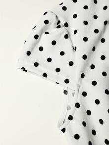 SHEIN Girlism 青少年女孩優雅圓點印花收腰洋裝，夏季 - 白色 - 查看 7