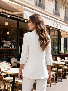 Auveirra Women Classic Blazer Jacket, Suitable For Daily Commuting In Fall/Winter,Casual - White - View 2