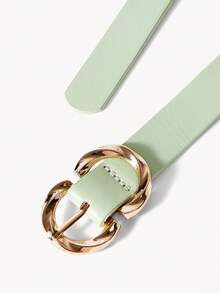 Opalesca 1pc PU Leather Double-Layered 8-Shape 3-Prong Buckle Casual Versatile Belt For Women - Army Green - View 6
