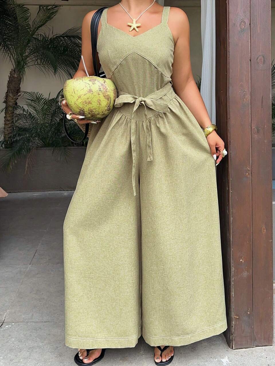 Dazy Plus Plus Size Solid Color Minimalist Casual Sleeveless Jumpsuit