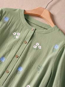 Rusticease 黃色春夏休閒優雅女款碎花洋裝 - 綠色 - 查看 4
